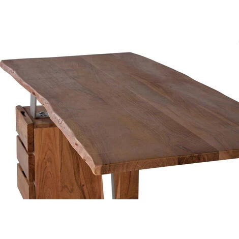 Bureau En Bois D'acacia Et Métal Coloris Naturel - Longueur 147 X Profondeur 63 X Hauteur 80 Cm -PEGANE- 5 Bureau En Bois D'acacia Et Métal Coloris Naturel - Longueur 147 X Profondeur 63 X Hauteur 80 Cm -PEGANE- – Image 3