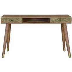 Bureau Bahut En Bois De Manguier / Fer Coloris Marron - Longueur 130 X Profondeur 50 X Hauteur 76 Cm -PEGANE-