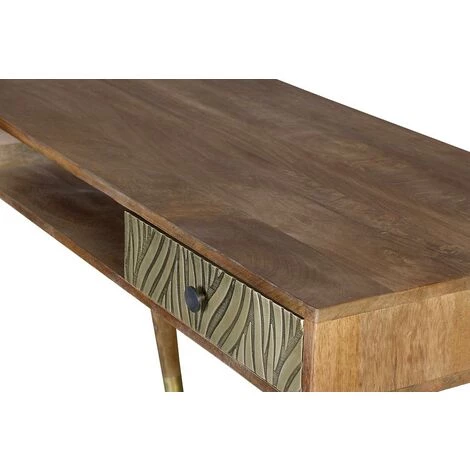 Bureau Bahut En Bois De Manguier / Fer Coloris Marron - Longueur 130 X Profondeur 50 X Hauteur 76 Cm -PEGANE- 4 Bureau Bahut En Bois De Manguier / Fer Coloris Marron - Longueur 130 X Profondeur 50 X Hauteur 76 Cm -PEGANE- – Image 2