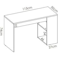 CAESAROO Bureau 115x50 Cm Olivia Blanc Mat Et Naturelle Avec Tiroir Et étagère Latérale | Blanc Et Naturel -France Bureau Soldes 2022 54715726 5