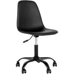 Chaise De Bureau En PU Coloris Noir - Longueur 48 X Profondeur 44 X Hauteur 86-94 Cm -PEGANE-