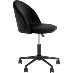 Chaise De Bureau En Velours Coloris Noir - Longueur 55 X Profondeur 55 X Hauteur 73-87 Cm -PEGANE- -France Bureau Soldes 2022 54815966 3