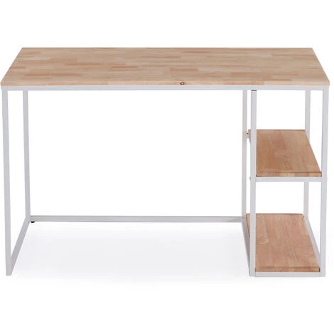 Table De Bureau Rectangulaire Avec étagère Coloris Chêne / Blanc - Longueur 120 X Largeur 60 X Hauteur 75 Cm -PEGANE- 3 Table De Bureau Rectangulaire Avec étagère Coloris Chêne / Blanc - Longueur 120 X Largeur 60 X Hauteur 75 Cm -PEGANE-