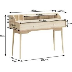 COSTWAY Bureau Moderne Avec Tiroiret Étagère, 120 X 50 X 93 CM, Table D'Écriture Avec Dispositif Anti-basculement, Naturel -France Bureau Soldes 2022 54816771 5