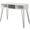 HALOYO Bureau D'Ordinateur 2 Tiroir Pieds Fer Noir Et Blanc 100*35*75cm -France Bureau Soldes 2022 54828405 1