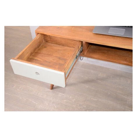 MEUBLE HOUSE Bureau Scandinave En Palissandre "Vintage Grey" Tiroir Blanc - Marron 6 MEUBLE HOUSE Bureau Scandinave En Palissandre "Vintage Grey" Tiroir Blanc - Marron – Image 4