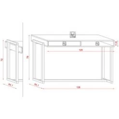 Bureau Coloris Noir Mat - Longueur 126 X Profondeur 64 X Hauteur 79 Cm -PEGANE- -France Bureau Soldes 2022 54943562 4