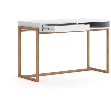 Bureau Coloris Blanc Mat - Longueur 126 X Profondeur 64 X Hauteur 79 Cm -PEGANE- 4 Bureau Coloris Blanc Mat - Longueur 126 X Profondeur 64 X Hauteur 79 Cm -PEGANE- – Image 2
