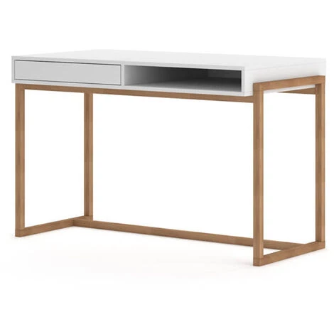 Bureau Coloris Blanc Mat - Longueur 126 X Profondeur 64 X Hauteur 79 Cm -PEGANE- 6 Bureau Coloris Blanc Mat - Longueur 126 X Profondeur 64 X Hauteur 79 Cm -PEGANE- – Image 4