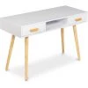 PRIVATEFLOOR Bureau En Bois Design Scandinave - Zuris Blanc - Bois De Pin, Particules De Bois - Blanc -France Bureau Soldes 2022 54995660 1
