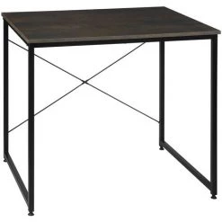 WOLTU Table De Travail En Acier Et En Bois.Bureau D’ordinateur Avec étagère. 80x60x70cm.7.34kg.Rouille + Noir