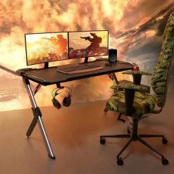 WOLTU Bureau De Jeu. Bureau Gamer LED Ergonomique. 116.5 X 56.5 X 73 Cm. Noir -France Bureau Soldes 2022 55014621 3