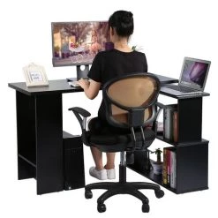 YB Bureau D'ordinateur D'angle Pliant En Forme De L Pour Ordinateur Portable Pour Bureau à Domicile, étude, écriture, Noir -France Bureau Soldes 2022 55204372 5