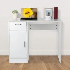 YB 1 Tiroir 1 Porte Ordinateur Compact PC Ordinateur Portable Bureau Table Poste De Travail Bureau à Domicile (blanc) -France Bureau Soldes 2022 55204490 3