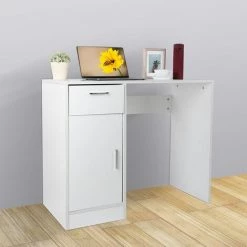 YB 1 Tiroir 1 Porte Ordinateur Compact PC Ordinateur Portable Bureau Table Poste De Travail Bureau à Domicile (blanc) -France Bureau Soldes 2022 55204490 4
