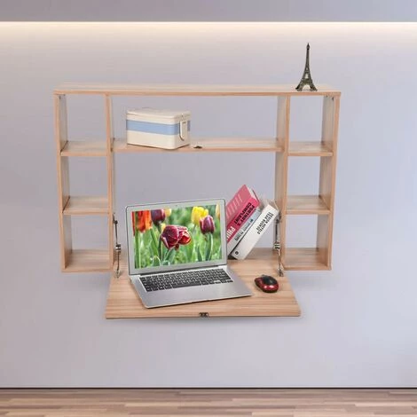 YB Table D'ordinateur Murale Pliante Organisateur D'étagère De Rangement De Bureau D'ordinateur Pour Un Usage Domestique 6 YB Table D'ordinateur Murale Pliante Organisateur D'étagère De Rangement De Bureau D'ordinateur Pour Un Usage Domestique – Image 4