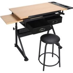 YB Ensemble De Bureau De Dessin Table à Dessin Réglable Inclinable De Table Lecture écriture Poste De Travail D'art -France Bureau Soldes 2022 55204589 4