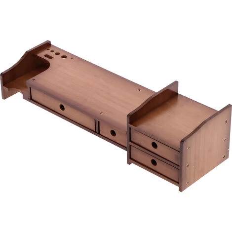 YB Support De Moniteur En Bambou Pour Imprimante D'ordinateur Portable Avec étagère De Rangement De Bureau à 4 Tiroirs 4 YB Support De Moniteur En Bambou Pour Imprimante D'ordinateur Portable Avec étagère De Rangement De Bureau à 4 Tiroirs – Image 2
