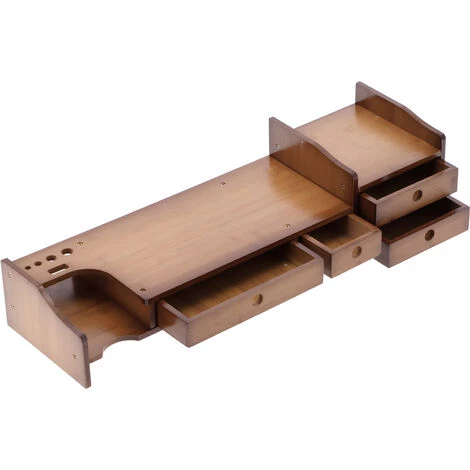 YB Support De Moniteur En Bambou Pour Imprimante D'ordinateur Portable Avec étagère De Rangement De Bureau à 4 Tiroirs 7 YB Support De Moniteur En Bambou Pour Imprimante D'ordinateur Portable Avec étagère De Rangement De Bureau à 4 Tiroirs – Image 5