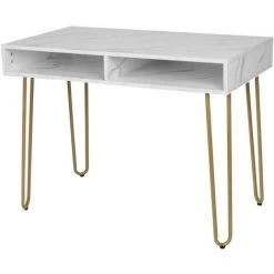 YB Table D'écriture D'étude De Bureau D'ordinateur Portable De PC De Texture De Marbre Avec Le Compartiment Ouvert Pour Le Bureau à La Maison