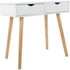 YB Bureau D'ordinateur D'écriture Moderne Pour Ordinateur Portable Coiffeuse Poste De Travail 2 Tiroirs De Rangement Pour Bureau à Domicile