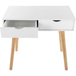 YB Bureau D'ordinateur D'écriture Moderne Pour Ordinateur Portable Coiffeuse Poste De Travail 2 Tiroirs De Rangement Pour Bureau à Domicile -France Bureau Soldes 2022 55204903 5