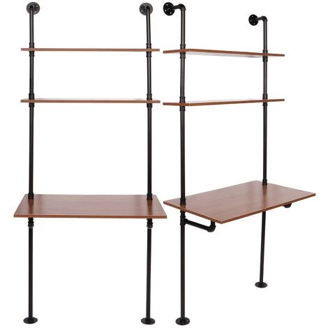 YB Table De Rangement De Bureau D'ordinateur Portable De Style Industriel Avec étagères étagère Murale Pour Bureau à Domicile 4 YB Table De Rangement De Bureau D'ordinateur Portable De Style Industriel Avec étagères étagère Murale Pour Bureau à Domicile – Image 2