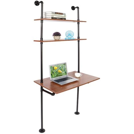 YB Table De Rangement De Bureau D'ordinateur Portable De Style Industriel Avec étagères étagère Murale Pour Bureau à Domicile 5 YB Table De Rangement De Bureau D'ordinateur Portable De Style Industriel Avec étagères étagère Murale Pour Bureau à Domicile – Image 3