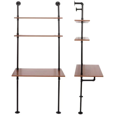 YB Table De Rangement De Bureau D'ordinateur Portable De Style Industriel Avec étagères étagère Murale Pour Bureau à Domicile 7 YB Table De Rangement De Bureau D'ordinateur Portable De Style Industriel Avec étagères étagère Murale Pour Bureau à Domicile – Image 5