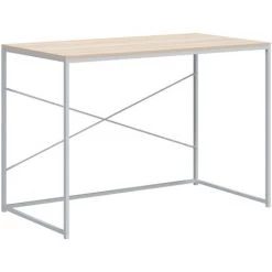 YOUTHUP Bureau D'ordinateur Blanc Et Chêne 110x60x70 Cm Aggloméré - Brun -France Bureau Soldes 2022 55262234 2