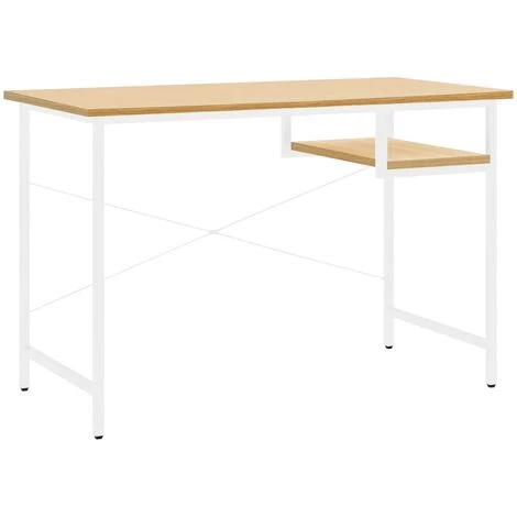 YOUTHUP Bureau D'ordinateur Blanc/chêne Clair 105x55x72 Cm MDF Et Métal - Brun 4 YOUTHUP Bureau D'ordinateur Blanc/chêne Clair 105x55x72 Cm MDF Et Métal - Brun – Image 2