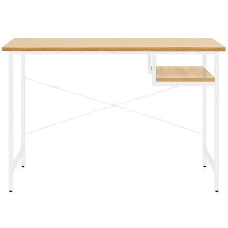 YOUTHUP Bureau D'ordinateur Blanc/chêne Clair 105x55x72 Cm MDF Et Métal - Brun 5 YOUTHUP Bureau D'ordinateur Blanc/chêne Clair 105x55x72 Cm MDF Et Métal - Brun – Image 3