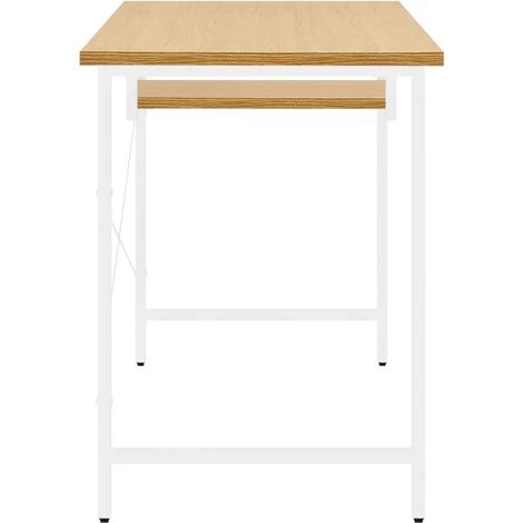 YOUTHUP Bureau D'ordinateur Blanc/chêne Clair 105x55x72 Cm MDF Et Métal - Brun 6 YOUTHUP Bureau D'ordinateur Blanc/chêne Clair 105x55x72 Cm MDF Et Métal - Brun – Image 4