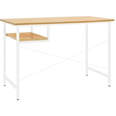 YOUTHUP Bureau D'ordinateur Blanc/chêne Clair 105x55x72 Cm MDF Et Métal - Brun 7 YOUTHUP Bureau D'ordinateur Blanc/chêne Clair 105x55x72 Cm MDF Et Métal - Brun – Image 5