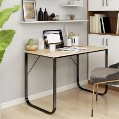 YOUTHUP Bureau D'ordinateur Noir Et Chêne 110x60x73 Cm Aggloméré - Brun