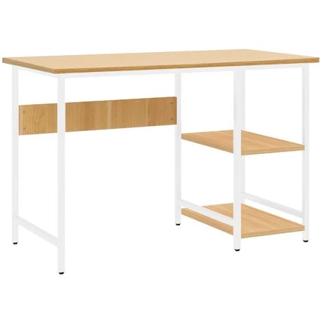 YOUTHUP Bureau D'ordinateur Blanc/chêne Clair 105x55x72 Cm MDF Et Métal - Brun 4 YOUTHUP Bureau D'ordinateur Blanc/chêne Clair 105x55x72 Cm MDF Et Métal - Brun – Image 2
