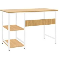 YOUTHUP Bureau D'ordinateur Blanc/chêne Clair 105x55x72 Cm MDF Et Métal - Brun 11 YOUTHUP Bureau D'ordinateur Blanc/chêne Clair 105x55x72 Cm MDF Et Métal - Brun -France Bureau Soldes 2022 55266384 5