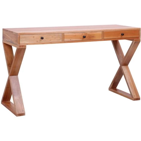 YOUTHUP Bureau D'ordinateur Naturel 115x47x77 Cm Bois D'acajou Massif - Brun 3 YOUTHUP Bureau D'ordinateur Naturel 115x47x77 Cm Bois D'acajou Massif - Brun