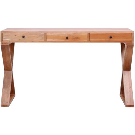 YOUTHUP Bureau D'ordinateur Naturel 115x47x77 Cm Bois D'acajou Massif - Brun 4 YOUTHUP Bureau D'ordinateur Naturel 115x47x77 Cm Bois D'acajou Massif - Brun – Image 2