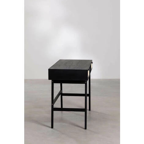 Bureau En Rotin Et Bois Reyna SKLUM Bois De Pin - Osier - Noir 6 Bureau En Rotin Et Bois Reyna SKLUM Bois De Pin - Osier - Noir – Image 4