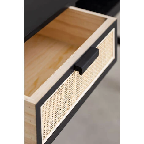 Bureau En Rotin Et Bois Reyna SKLUM Bois De Pin - Osier - Noir 7 Bureau En Rotin Et Bois Reyna SKLUM Bois De Pin - Osier - Noir – Image 5