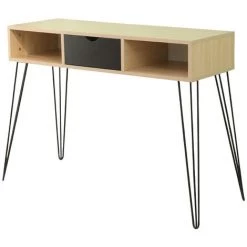 HALOYO Console Tiroir Console Meuble Vintage Bureau Industriel Avec Tiroir Et Rangements Pied épingle 100*35*75cm Couleur Du Bois -France Bureau Soldes 2022 55300849 2