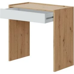 CAESAROO Bureau 82x40 Cm Chêne Nordique Et Blanc Mat Avec Un Tiroir | Chêne Et Blanc -France Bureau Soldes 2022 55339989 4