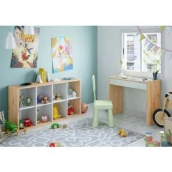 CAESAROO Bureau 82x40 Cm Chêne Nordique Et Blanc Mat Avec Un Tiroir | Chêne Et Blanc -France Bureau Soldes 2022 55339989 5