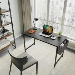 Dripex Bureau Informatique Avec Sac De Rangement En Tissu - Bureau D'ordinateur Table D’étude - Postes De Travail Pour Chambre Bureau Domicile 100x50x74cm Noir -France Bureau Soldes 2022 55390876 3