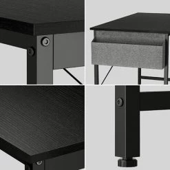 Dripex Bureau Informatique Avec Sac De Rangement En Tissu - Bureau D'ordinateur Table D’étude - Postes De Travail Pour Chambre Bureau Domicile 100x50x74cm Noir -France Bureau Soldes 2022 55390876 4