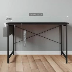 Dripex Bureau Informatique Avec Sac De Rangement En Tissu - Bureau D'ordinateur Table D’étude - Postes De Travail Pour Chambre Bureau Domicile 100x50x74cm Noir -France Bureau Soldes 2022 55390876 5