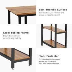 Dripex Bureau Informatique, Table D'Ordinateur Avec 4 Étagères, Poste De Travail PC Et Ordinateur Portable Pour Bureau Et Domicile, Table D’étude 120 X 48 X 76 Cm - Brun -France Bureau Soldes 2022 55390939 5