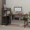 Dripex Bureau Informatique Avec Etagères De Rangement, Table De Bureau D'Ordinateur Pour Chambre Salon Et Maison 136 X 60 X 111 Cm - Bois Foncé -France Bureau Soldes 2022 55390954 1