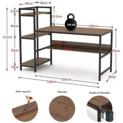 Dripex Bureau Informatique Avec Etagères De Rangement, Table De Bureau D'Ordinateur Pour Chambre Salon Et Maison 136 X 60 X 111 Cm - Bois Foncé 8 Dripex Bureau Informatique Avec Etagères De Rangement, Table De Bureau D'Ordinateur Pour Chambre Salon Et Maison 136 X 60 X 111 Cm - Bois Foncé -France Bureau Soldes 2022 55390954 2